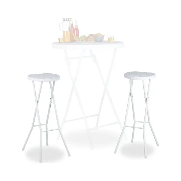 Relaxdays Bastian Folding Bar Stools Set Of 2, Waterproof, 80 Cm Tall, Breakfast Chair Double Pack, Plastic, Counter Seat, White thumbnail