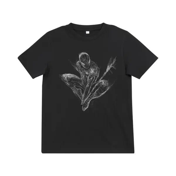 Marvel Spiderman Kinder Tshirt -Kids 122- Spiderman Scratched Zwart thumbnail