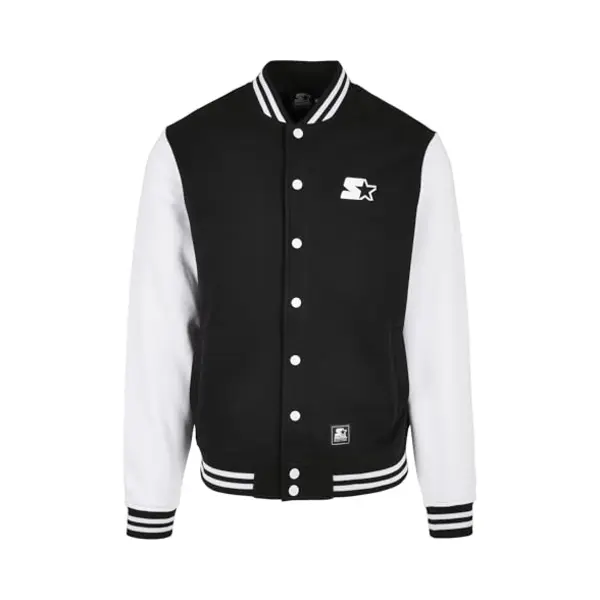 Starter Black Label Herren Starter College Fleece Jacket Black/White, Xxl thumbnail