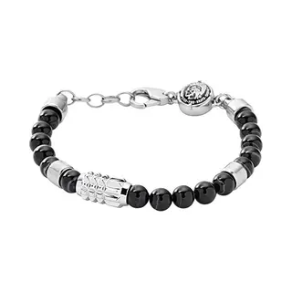 Diesel Bracelet For Men , 18.5 Cm, 5 Cm Extender Black Stainless Steel Bracelet, DX0847040