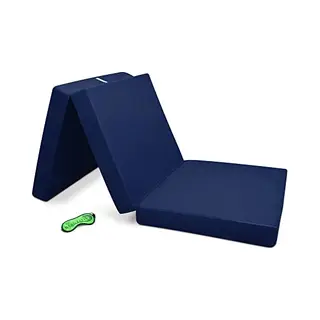 Beautissu Campix - Opvouwbare Matras 60x190 Cm - Reisbed Matras & Gastenmatras- Zitblok Opvouwbaar - Rechthoekig In Donkerblauw