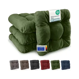 Beautissu Set Of 4 Premium Kitchen Chair Cushions 35x35 Cm Indoor & Outdoor - Durable Seat Pads For Dining Chairs 8 Cm Thick Resilient Foam Filling -