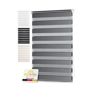 Sol Royal Double Zebra Roller Blinds 70 Cm Wide DL2 β Klemmfix Window Blinds Without Drilling 70x220 Cm For Bathroom Kitchen Windows Day And Night