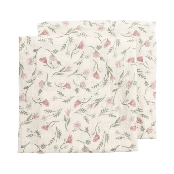 Meyco Baby Flower Pre-washed Hydrofiele Doeken - 2-pack - Pre-washed Hydrofiel - Multicolour - 70x70cm thumbnail