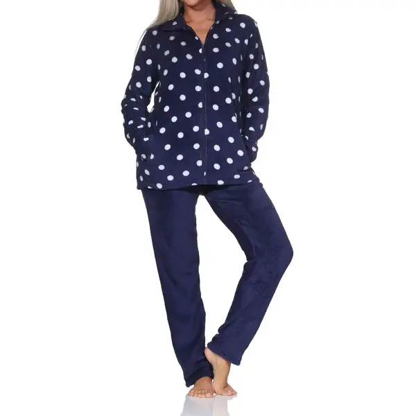 Normann Behaaglijk En Warm Dames Huispak Van Koraal Fleece In Een Geweldige Polka Dot Look thumbnail