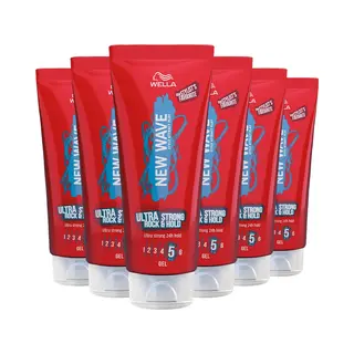 6x Wella New Wave Rock&Hold Ultra Strong Gel 200 Ml
