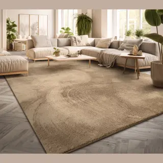 Tt Home Wohnzimmer Teppich Kurzflor Anti-Rutsch Rückseite Unifarben Modern Waschbar, Farbe, Dunkelbeige, Größe, 80x300 Cm