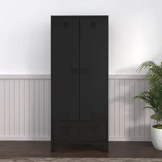 en.casa Metalen Kast Hankasalmi Met 2 Lades 180x90x40 Cm Zwart