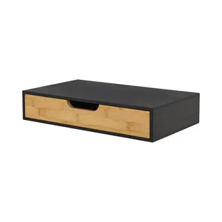 Wandplank Met Lade Bokn Bamboe 40x24x8 Cm Zwart [en.casa]