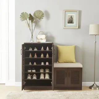 Schoenenkast Løten 97x120x36 Cm Wengé [en.casa]
