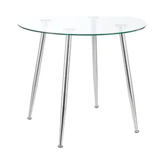 en.casa Glazen Tafel Humppila Rond 75x80 Cm Chroom En Transparant