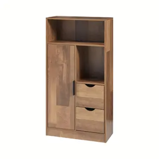 Badkamerkast Namsskogan Kolomkast 100x50x25 Cm Walnootkleurig En Zwart [en.casa]
