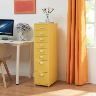 Kantoorkast Kökar Op Wielen 109x28x41 Cm Geel [en.casa]