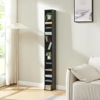 [en.casa] - Cd Regal Tynset 175x20x20 Cm Mit 12 Fächern Schwarz