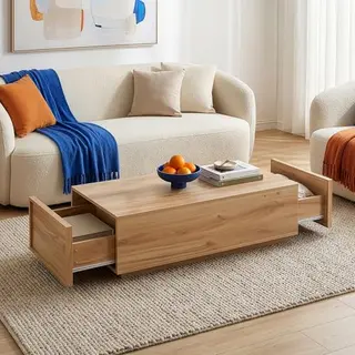 [en.casa] Salontafel In Tijdloze Stijl Met Rechthoekig Blad En 2 Laden, Praktische Opslag, Uitstekende Stabiliteit Voor Woonkamer, Slaapkamer,