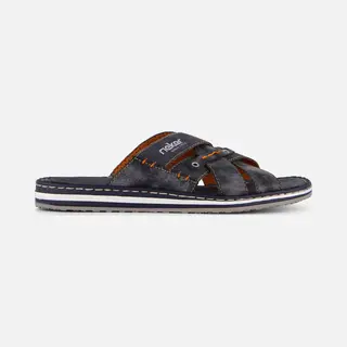 Rieker Serbia Slippers Blauw Leer - Maat 42