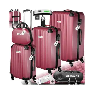 Tectake® Hard Shell Suitcase Set, Lightweight Suitcases With Tsa Lock Including Extra Large, Large, Medium And Beauty Case, 360 Degree Wheels,