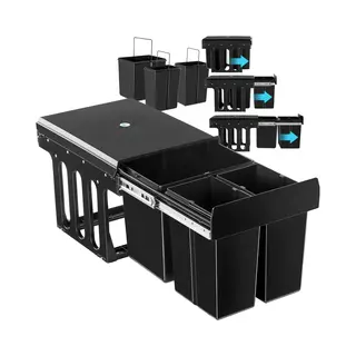 Tectake® Inbouw Prullenbak Met 3 Vakken - 2x8 L + 15 L - Vuilnisbak - Afvalscheiding - Efficiënte Opruimoplossing Voor Keuken En Kantoor -