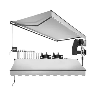 Tectake® Zonnescherm Met Knikarm - 300 X 250 Cm - Zonneluifel - Zonwering Voor Raam, Balkon, Buiten - Te Monteren Aan Muur - Water- En Uv-Bestendig -