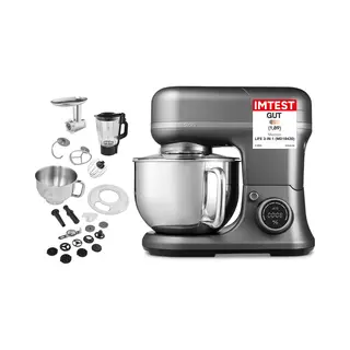 Medion Life 3-in-1 Digitale Küchenmaschine MD18430, 1.200 W, 8 Geschwindigkeitsstufen, Digitales Sensor-Touch-Display, Umfangreiches Zubehör