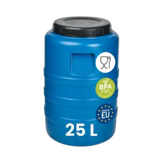 Garronda Voedselvat, 25 L, Kunststof, Hdpe, Vat, Grote Opening Voor Water, Opslag En Gisting, Regenwateropvangbak, Gd-0186, Blauw