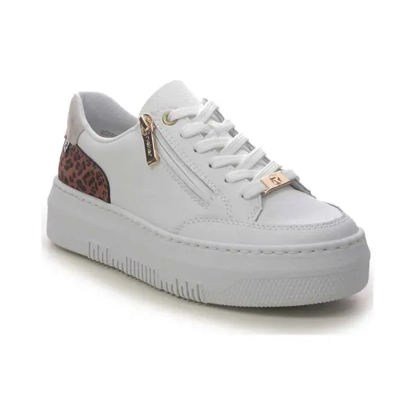 Rieker M1900-80 White Leopard Womens Trainers In A Plain Leather And Man-made In Size 42 thumbnail
