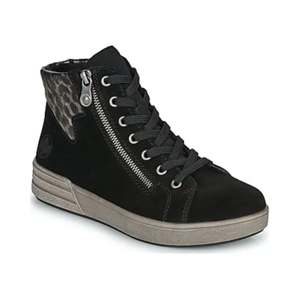 Rieker X0709 Womens Super Soft Black Suede Hi-top Sneaker Boots (Black, 4, Uk Footwear Size System, Adult, Women, Numeric, Medium, 4) thumbnail