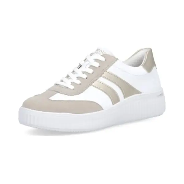 Remonte D3E00-80 Dalto Grandslam White Beige Womens Trainers In A Plain Suede Leather In Size 38 thumbnail