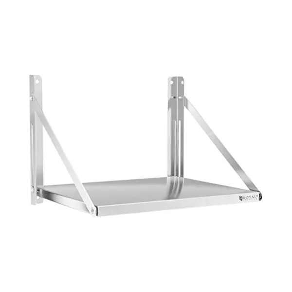 Royal Catering Stainless Steel Wall Shelf Folding Commercial Kitchen Shelf 60x45cm 40kg Rc-BFWH6045 (Silver, 30mm Thick, Aisi 201) thumbnail
