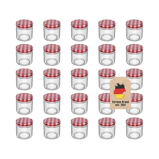 Intirilife 25 Jampotten Met Deksel, 150 Ml, Kleine Glazen Potten, Voorraadpotten Met Schroefdeksel, Kruidenpotjes, Perfect Om Cadeau Te Geven