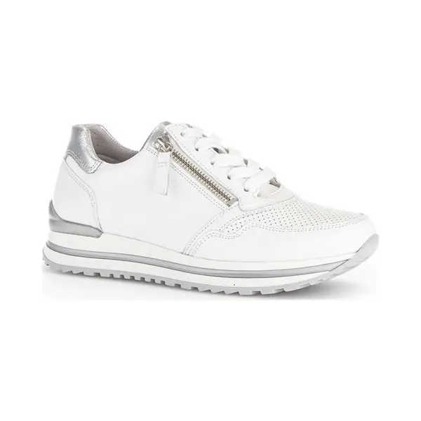 Gabor Damen Low-Top Sneaker, Frauen Halbschuhe, Wechselfußbett, Komfortable Mehrweite (H), straßenschuhe, Weiss/Silber(perf), 38 Eu / 5 Uk thumbnail