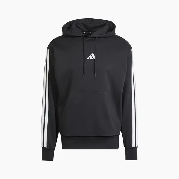 Adidas Herren Essentials Fleece 3-Stripes Hoodie, Black / White, L thumbnail