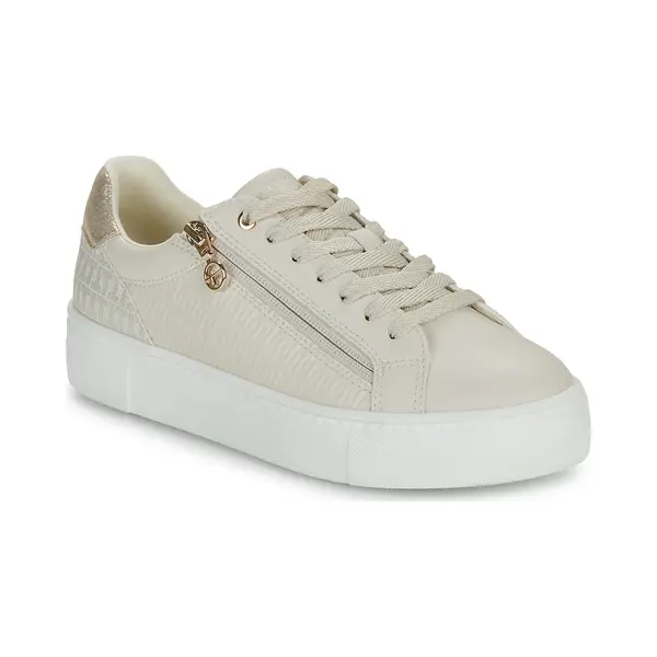 Tamaris Damen Low-Top Sneaker, Frauen Sneaker, Wechselfußbett, Comfort Lining, braun, grau, rosa, Champagne, Chili Patent, Gold, Ivory/Gold, 40 Eu thumbnail