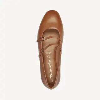 Tamaris Ballerina Met Riempjes Cognac