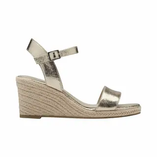 Tamaris Espadrilles Met Hak Goud Textiel - Dames - Maat 40