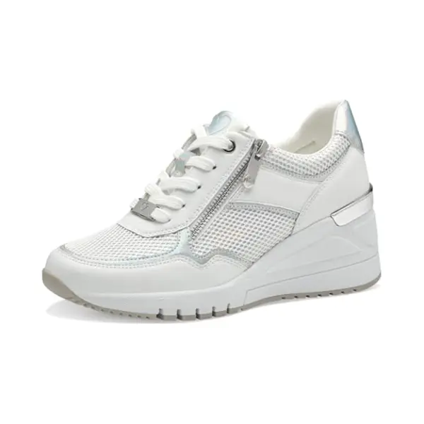 Marco Tozzi Dames Sneaker - 23743-197 Wit/Zilver - Maat 41 thumbnail