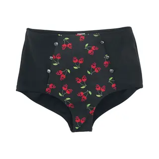 Rock Rebel By Emp Black Bikini Bottoms With Rockabilly Print And Buttons Bikini Bottom Black
