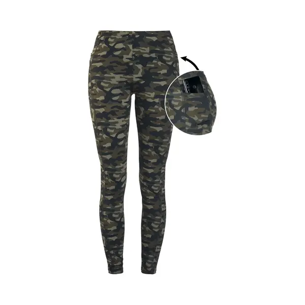 Rock Rebel By Emp Olive-Coloured Camo Leggings With Side Pockets Leggings Olive thumbnail