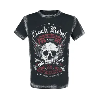 Rock Rebel By Emp T-shirt - Schwarzes T-Shirt Mit Frontprint Und Waschung - S Tot 5XL - Voor Mannen - Zwart