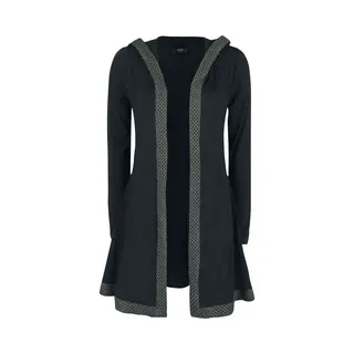 Black Premium By Emp Cardigan With Hood And Celtic-Knot Trim Cardigan Black
