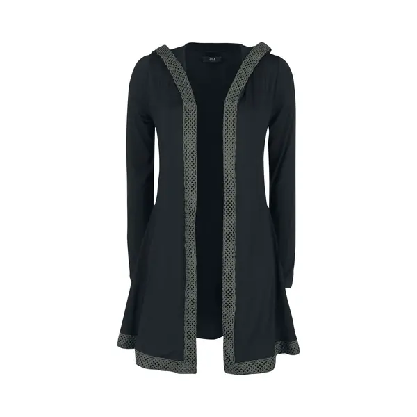 Black Premium By Emp Cardigan With Hood And Celtic-Knot Trim Cardigan Black thumbnail
