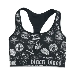 Black Blood By Gothicana Bikini Top With Occult Symbols Bikini Top Black