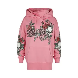 Rock Rebel By Emp Hoodie With Prints And Rhinestones Hoodie Pink