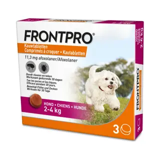 Frontpro Hund S - Kautablette Gegen Zecken & Flöhe (kleine Hunde 2 Bis 4 Kg) - 3X Kautabletten Für 3 Monate Schutz