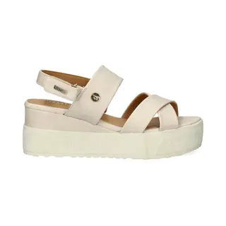 Mustang Damen Sandale Kreuzriemen Slingback Plateau Keilabsatz 1459-801, Größe, 38 Eu, Farbe, Beige