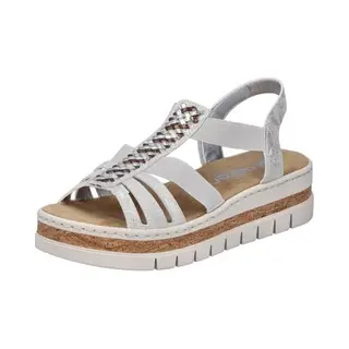 Rieker Women's V4918 Wedge Sandals, Silver/Platinum, 42 Eu