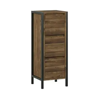Vicco Badkamermeubel "Naola", Eiken/zwart, 30 X 80 Cm Met 3 Laden
