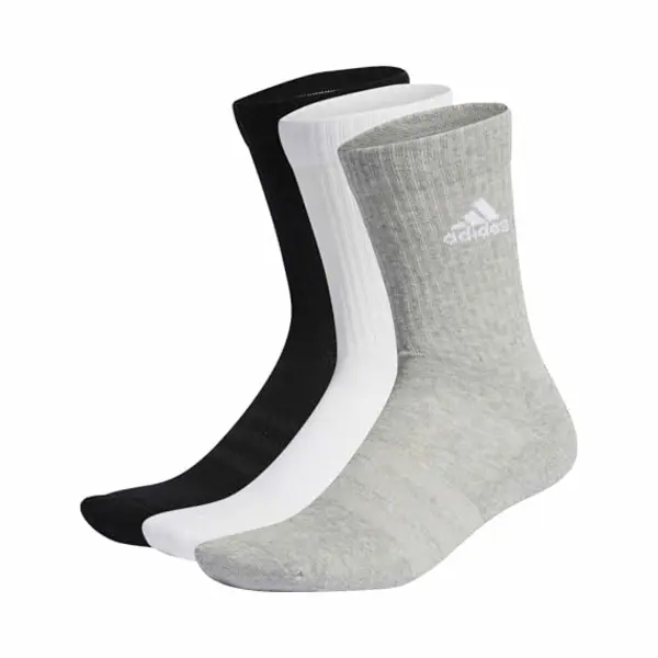 Adidas Unisex Cushioned Crew Socks 3 Pairs, Medium Grey Heather / White / Black, 37-39 thumbnail