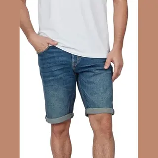 Tom Tailor Heren Short Broeken Josh Regular/straight Fit Blauw W 32 Volwassenen Korte Jeans Broek Bermuda