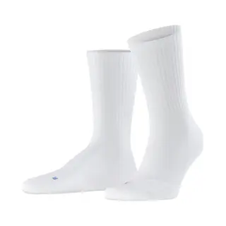 Falke Unisex Socken Run Rib Crew U So Baumwolle Funktionsmaterial Einfarbig 1 Paar, Weiß White 2000, 44-45